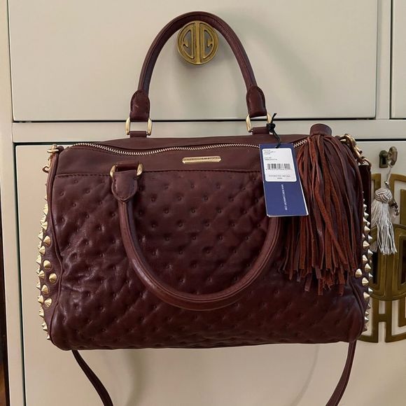 NWT Perfect Lush Rebecca Minkoff terracotta flame studded satchel. MINT